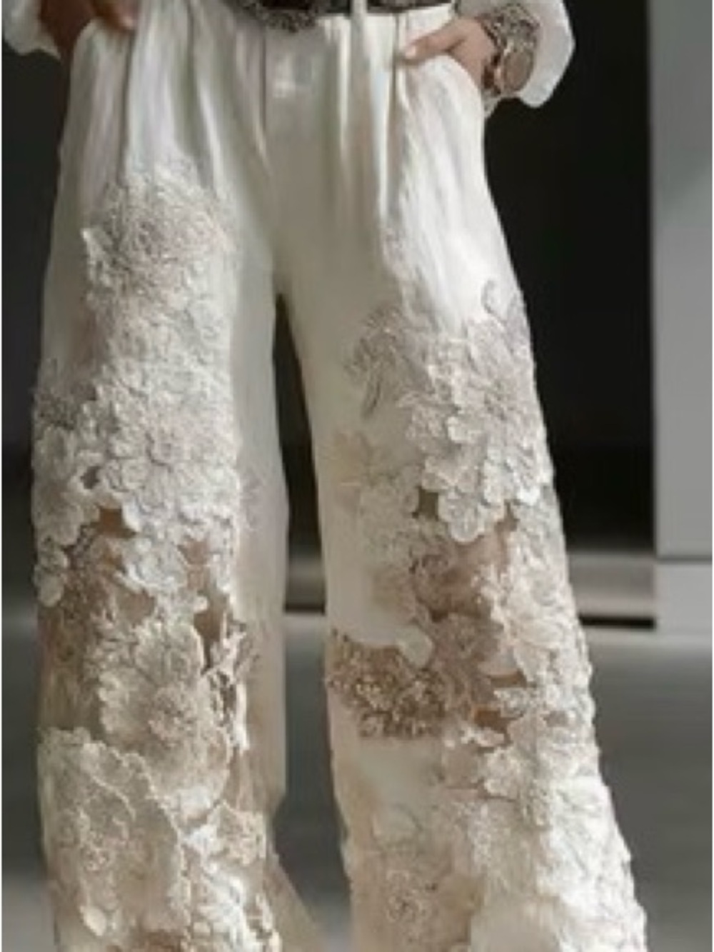 Women's Fashion Y2K Long Pants with Printed Lace Design